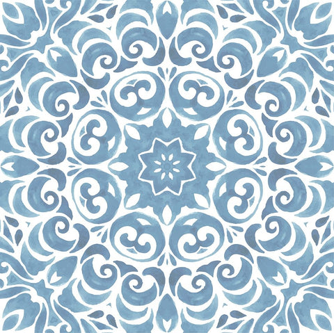 Coastal Blue Pattern II Black Ornate Wood Framed Art Print with Double Matting by ND Art