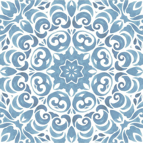 Coastal Blue Pattern II Black Modern Wood Framed Art Print with Double Matting by ND Art