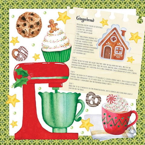 Gingerbread Cookies Black Ornate Wood Framed Art Print with Double Matting by ND Art