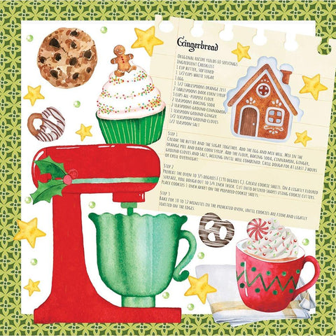 Gingerbread Cookies Black Modern Wood Framed Art Print by ND Art