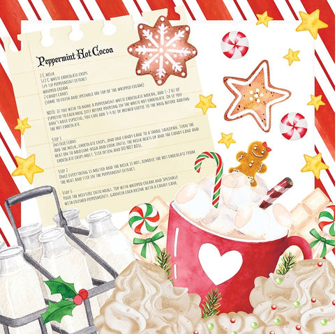 Peppermint Cocoa Black Ornate Wood Framed Art Print with Double Matting by ND Art