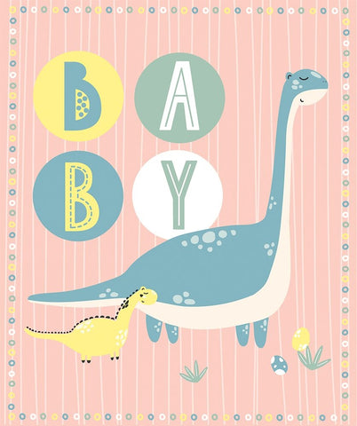 Baby Dino White Modern Wood Framed Art Print with Double Matting by ND Art