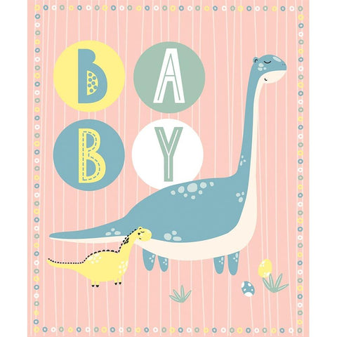 Baby Dino Black Modern Wood Framed Art Print with Double Matting by ND Art