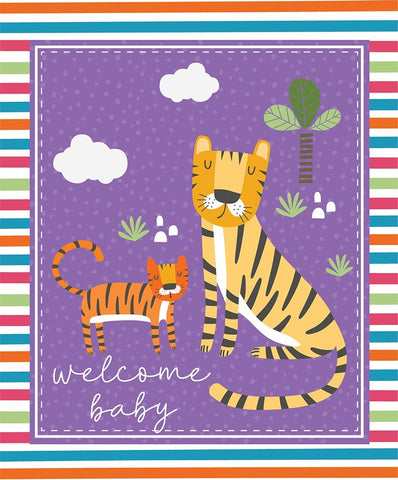 Welcome Baby White Modern Wood Framed Art Print with Double Matting by ND Art