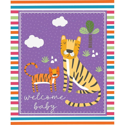 Welcome Baby Gold Ornate Wood Framed Art Print with Double Matting by ND Art