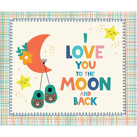 To the Moon and Back White Modern Wood Framed Art Print by ND Art