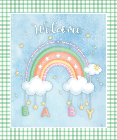 Welcome Baby White Modern Wood Framed Art Print with Double Matting by ND Art