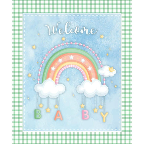 Welcome Baby Black Modern Wood Framed Art Print by ND Art
