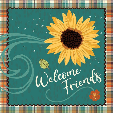 Welcome Friends White Modern Wood Framed Art Print with Double Matting by ND Art