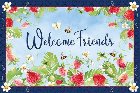 Welcome Friends Black Modern Wood Framed Art Print by ND Art