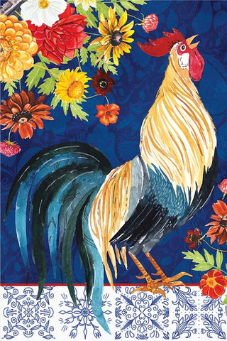 Rooster White Modern Wood Framed Art Print with Double Matting by ND Art