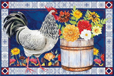 Rooster II Black Ornate Wood Framed Art Print with Double Matting by ND Art