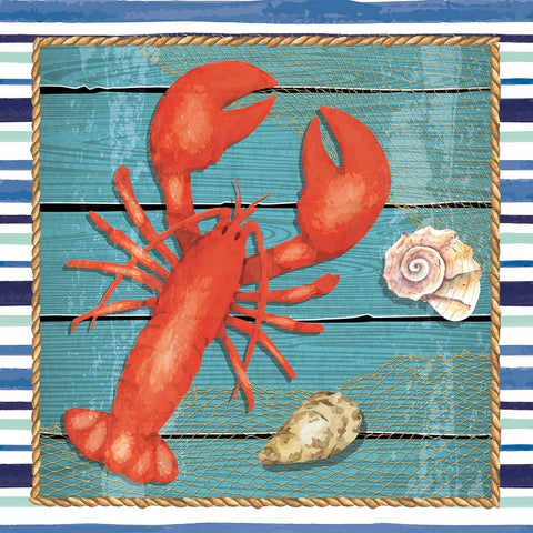 Lobster Black Modern Wood Framed Art Print by ND Art