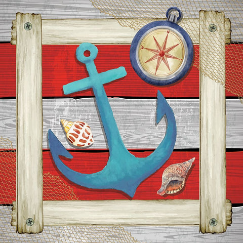 Anchor White Modern Wood Framed Art Print with Double Matting by ND Art
