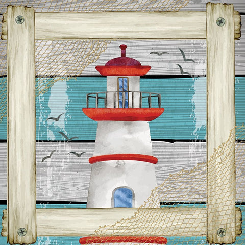 Lighthouse White Modern Wood Framed Art Print with Double Matting by ND Art