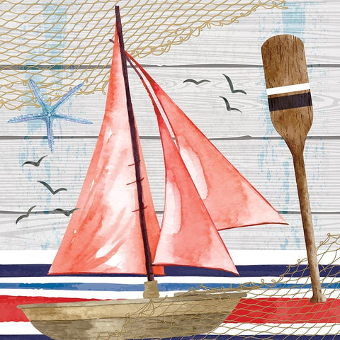 Sailboat Black Modern Wood Framed Art Print by ND Art