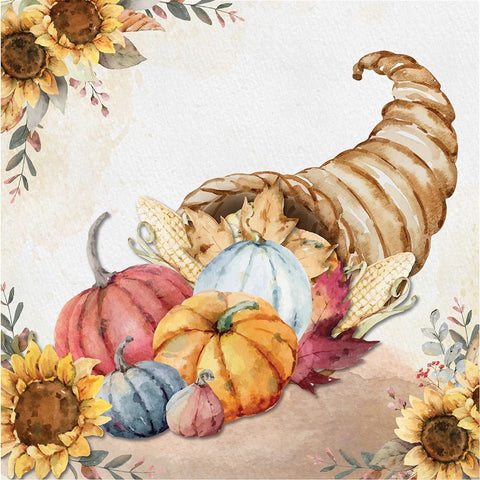 Harvest Cornucopia White Modern Wood Framed Art Print with Double Matting by ND Art