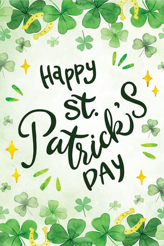 Happy St. Patricks Day White Modern Wood Framed Art Print with Double Matting by ND Art