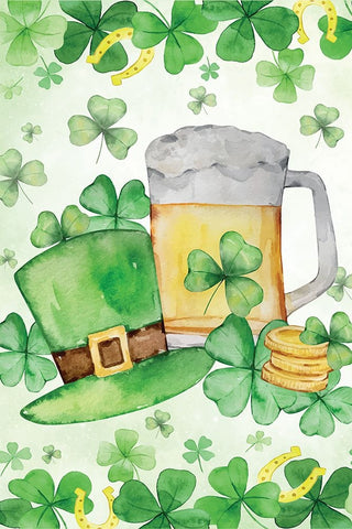 St. Patricks Ale White Modern Wood Framed Art Print with Double Matting by ND Art