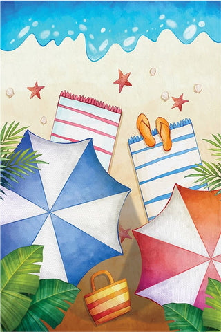 Beach Umbrellas Black Modern Wood Framed Art Print by ND Art