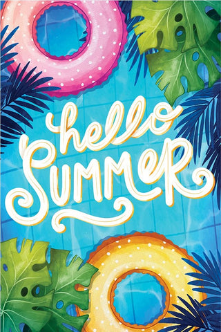 Hello Summer Black Modern Wood Framed Art Print by ND Art