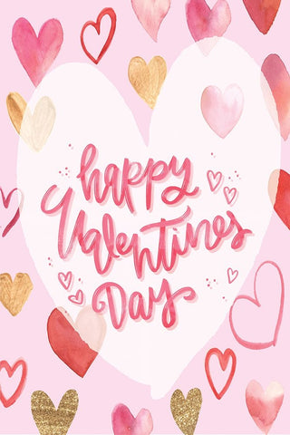 Happy Valentines Day Black Ornate Wood Framed Art Print with Double Matting by ND Art