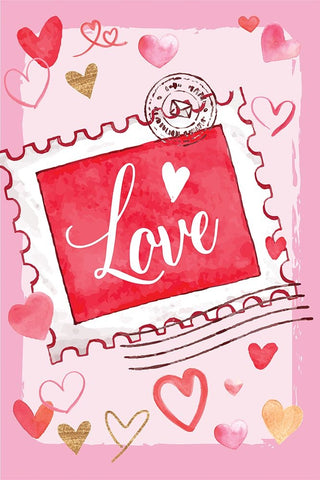 Valentine Stamp Black Modern Wood Framed Art Print by ND Art