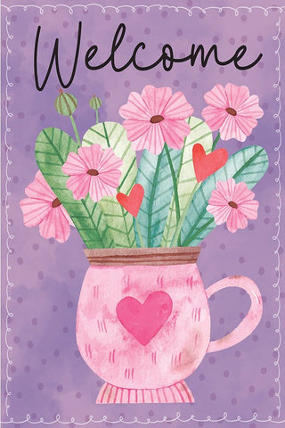 Welcome Flowers Black Modern Wood Framed Art Print by ND Art
