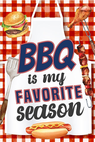 BBQ is My Favorite Season Black Ornate Wood Framed Art Print with Double Matting by ND Art