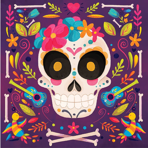 Day of the Dead III Black Ornate Wood Framed Art Print with Double Matting by ND Art