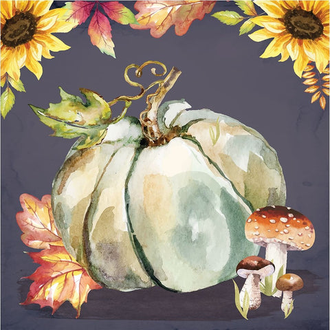 Mushrooms and Pumpkin Black Ornate Wood Framed Art Print with Double Matting by ND Art