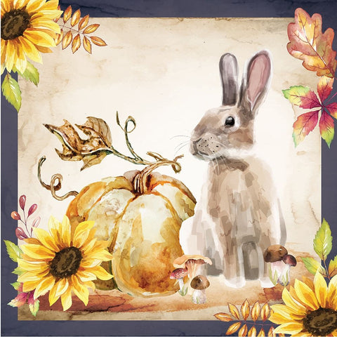 Pumpkin and Rabbit Black Modern Wood Framed Art Print by ND Art