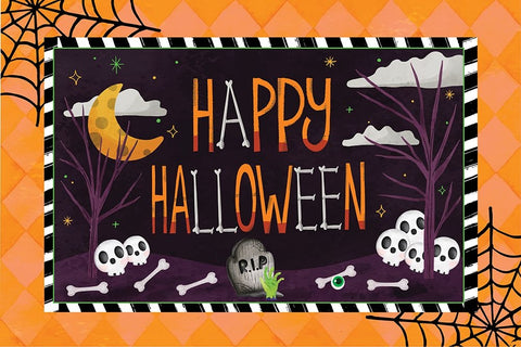 Happy Halloween White Modern Wood Framed Art Print with Double Matting by ND Art