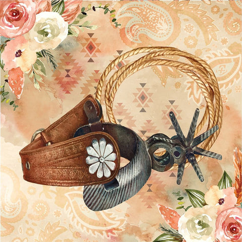 Spurs White Modern Wood Framed Art Print with Double Matting by ND Art