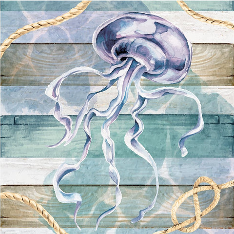 Jellyfish Black Ornate Wood Framed Art Print with Double Matting by ND Art