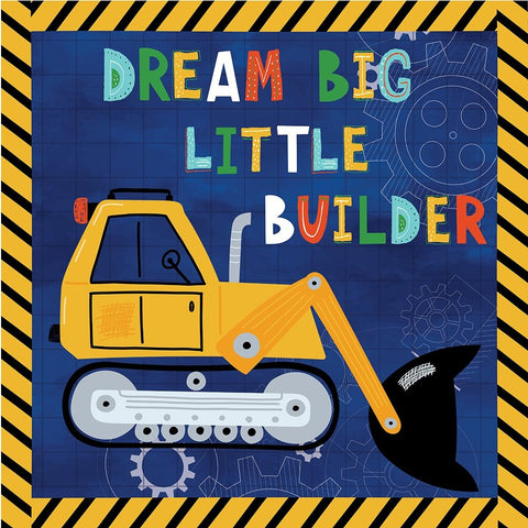Dream Big, Little Builder White Modern Wood Framed Art Print with Double Matting by ND Art