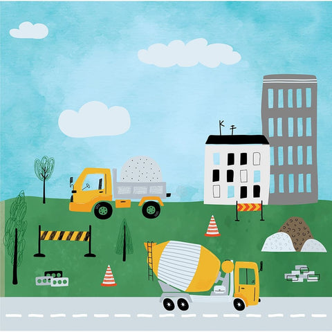 Construction Zone White Modern Wood Framed Art Print with Double Matting by ND Art