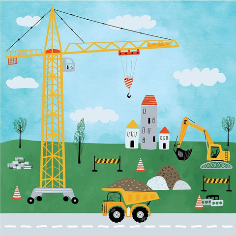 Construction Zone II Black Ornate Wood Framed Art Print with Double Matting by ND Art