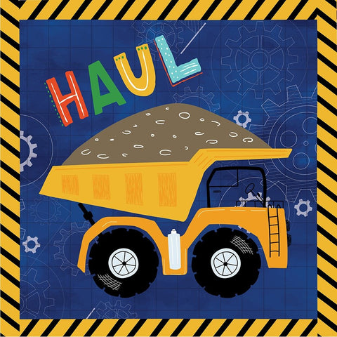 Haul - Dump Truck White Modern Wood Framed Art Print with Double Matting by ND Art