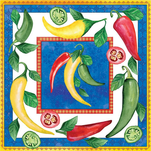 Chili Peppers Black Ornate Wood Framed Art Print with Double Matting by ND Art