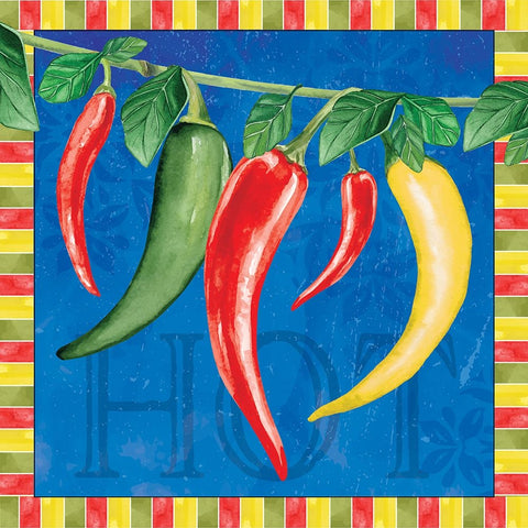 Chili Peppers III Black Ornate Wood Framed Art Print with Double Matting by ND Art