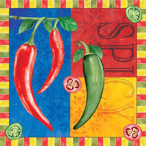 Chili Peppers IV Black Ornate Wood Framed Art Print with Double Matting by ND Art
