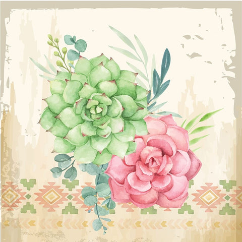 Southwest Cactus Black Ornate Wood Framed Art Print with Double Matting by ND Art