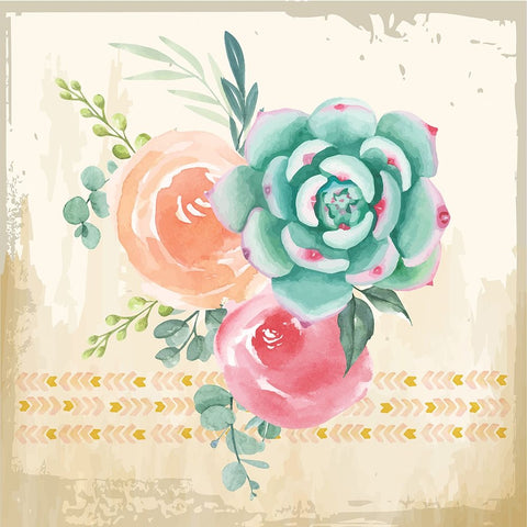 Southwest Cactus II Black Ornate Wood Framed Art Print with Double Matting by ND Art