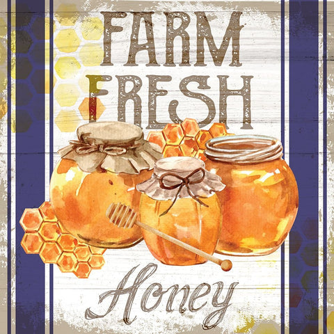Farm Fresh Honey White Modern Wood Framed Art Print with Double Matting by ND Art