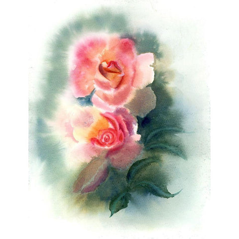 Peach Rose White Modern Wood Framed Art Print by Shefranov, Olga
