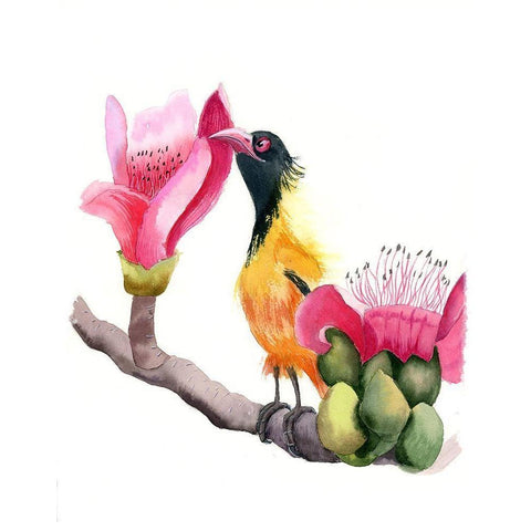 Pink Beak Black Modern Wood Framed Art Print by Shefranov, Olga