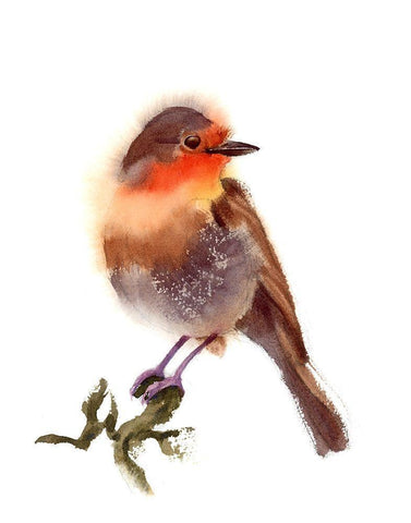 Sunset Bird White Modern Wood Framed Art Print with Double Matting by Shefranov, Olga