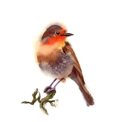 Sunset Bird White Modern Wood Framed Art Print by Shefranov, Olga