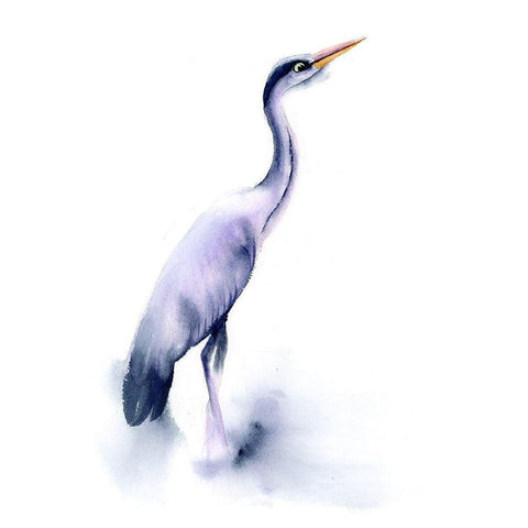 Crane White Modern Wood Framed Art Print by Shefranov, Olga